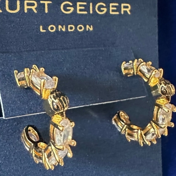 Kurt Geiger Jewelry - Kurt Geiger London Crystal  Gold Hoop Earrings With Raven Head
